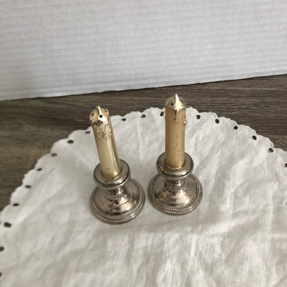 Vtg Godinger Candlestick Shape Salt and Pepper Shakers